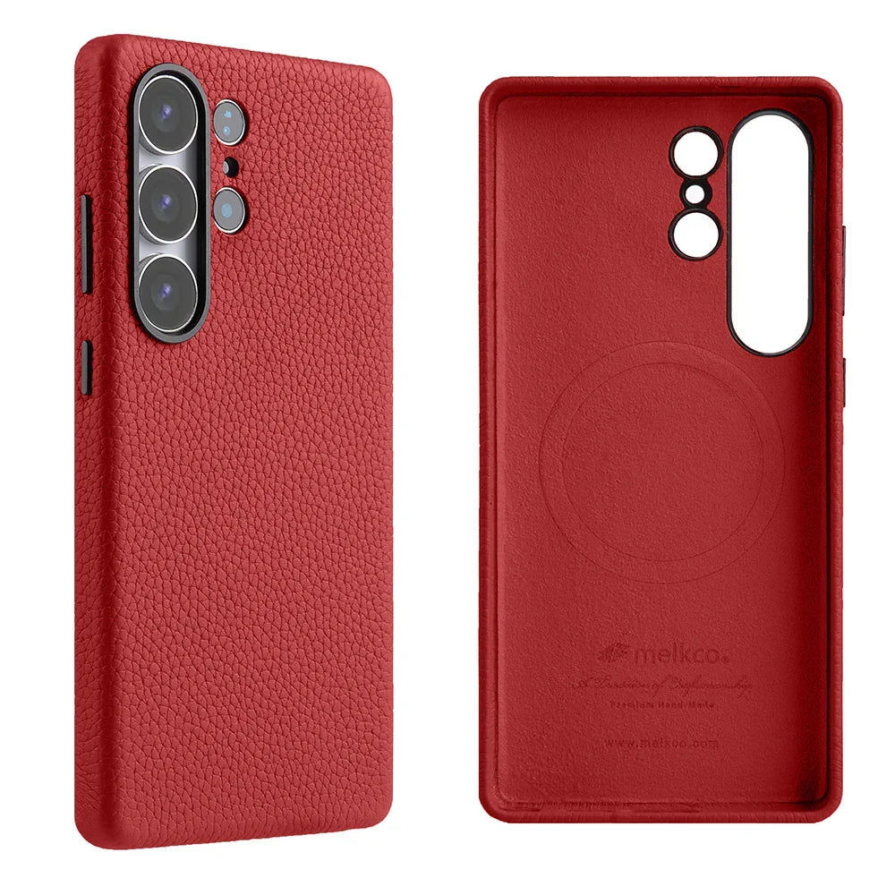 Melkco Samsung S25 Ultra Premium Leather Magsafe Cover - Red - Tashqila Melkco Samsung S25 Ultra Premium Leather Magsafe Cover - Red - Tashqila